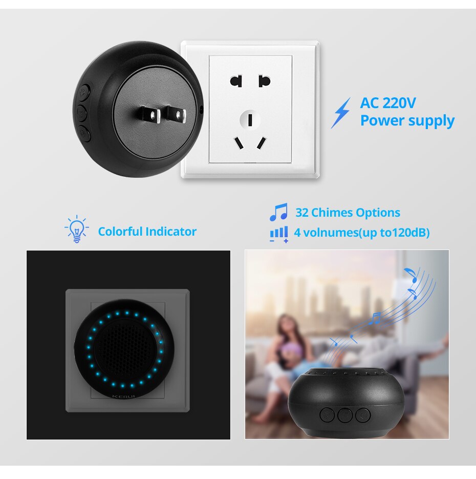 Colorful LED Wireless Doorbell Kit with Touch Button Colorful LED Wireless Doorbell Kit with Touch Button